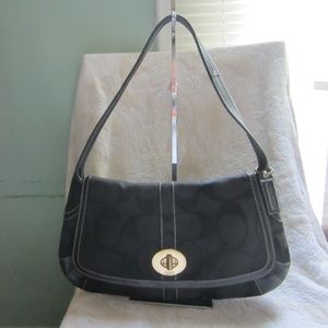 Coach 11257 Signature Flap Black Satchel Shoulder